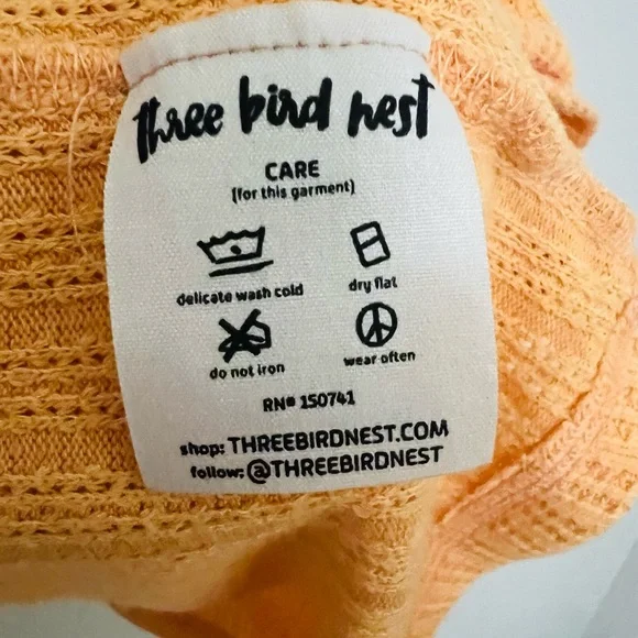 Three Bird Nest Orange and Pink Short Sleeve Knit Jersey style Top - Picture 3 of 4